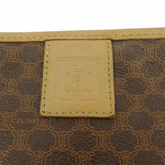 CELINE Clutch Bag Macadam Beige PVC ?~ Leather Authentic - Picture 7 of 8